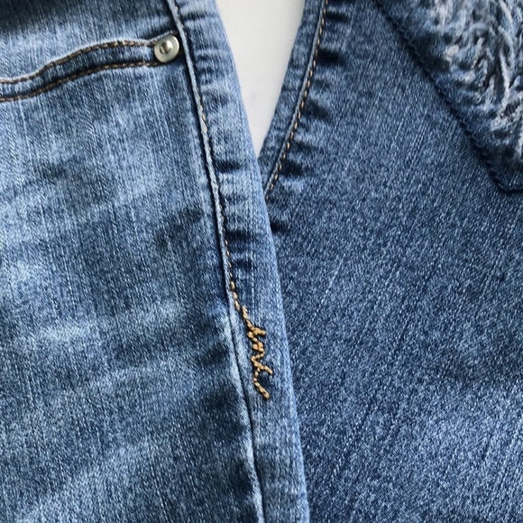 INC International Concepts Women's Cropped Fringe Trim Jeans Blue Size 0 - Picture 10 of 11